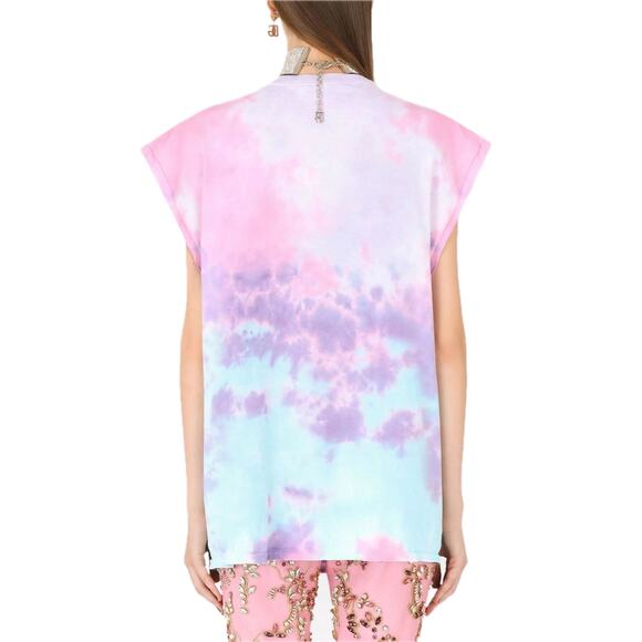 NWT Dolce & Gabbana Jennifer Jlo Crystal embellished tie-dye T-shirt IT 40 S - Picture 5 of 12